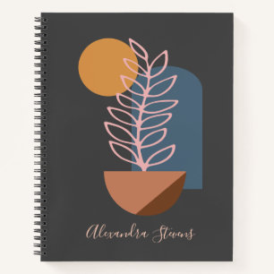 Earthy Abstract Geometric Botanical Personalised Notebook