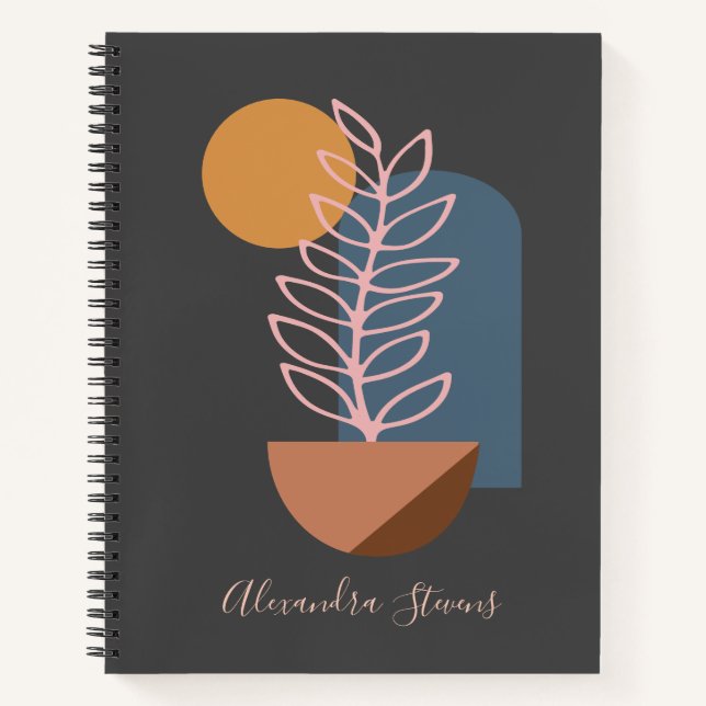 Earthy Abstract Geometric Botanical Personalised Notebook (Front)