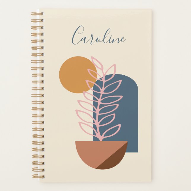 Earthy Abstract Geometric Botanical Personalised Planner (Front)