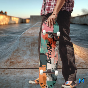 Earthy Abstract - Live to Ride Brushstroke Design Skateboard