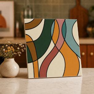 Earthy Abstract Mid Century Home Accent Ceramic Tile