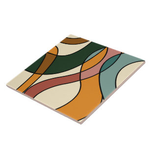 Earthy Abstract Mid Century Home Accent Ceramic Tile