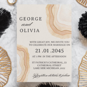 Earthy Abstract Watercolor Agate  Wedding  Invitation