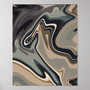 Earthy Abstract Waves with Neutral Tones Poster