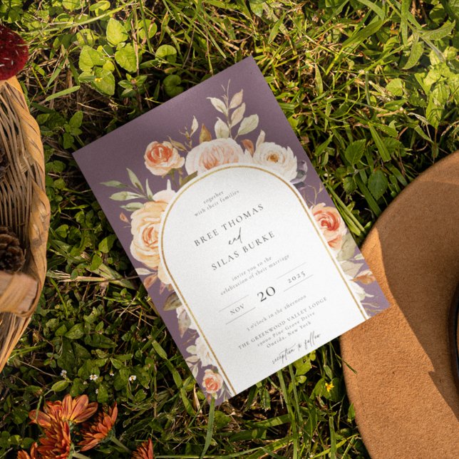 Earthy Autumn Botanical Floral Arch Frame Wedding  Invitation (Creator Uploaded)