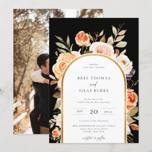 Earthy Autumn Botanical Floral Arch Frame Wedding  Invitation