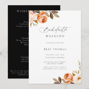 Earthy Autumn Floral Bachelorette Weekend Invitation