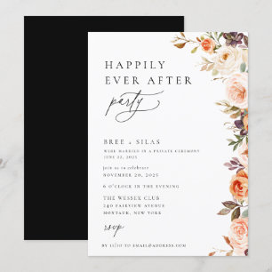 Earthy Autumn Floral Happily Ever After Party Invitation