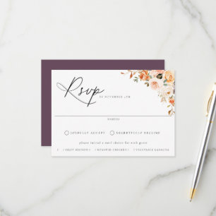 Earthy Autumn Floral Meal Choice Wedding RSVP Card