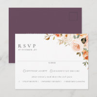 Earthy Autumn Floral Meal Choice Wedding RSVP