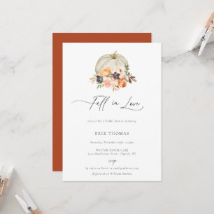 Earthy Autumn Floral Pumpkin Bridal Shower Invitation