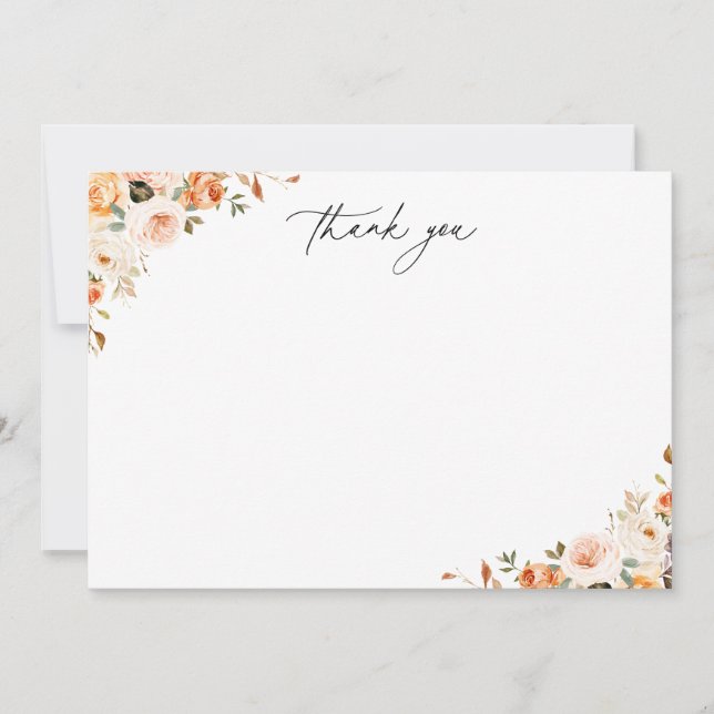 Earthy Autumn Floral  Thank You Card (Front)