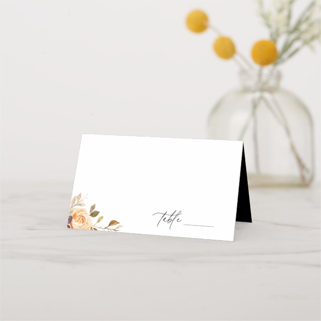 Earthy Autumn Floral Wedding Place Card (Front)