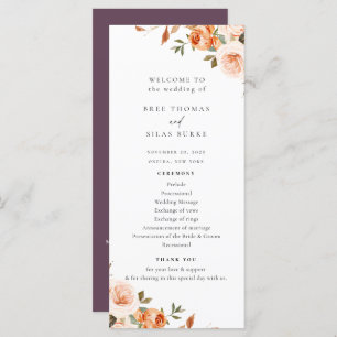 Earthy Autumn Floral Wedding Program