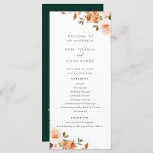 Earthy Autumn Floral Wedding Program