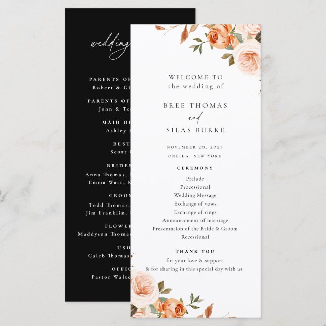 Earthy Autumn Floral Wedding Program (Front/Back)