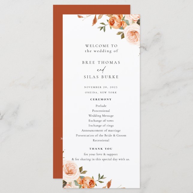 Earthy Autumn Floral Wedding Program (Front/Back)