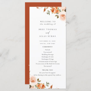 Earthy Autumn Floral Wedding Program