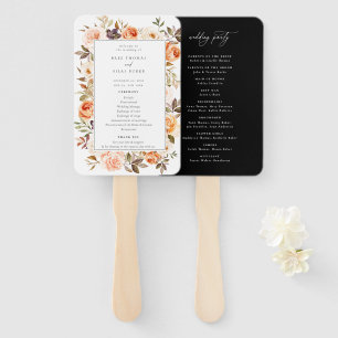 Earthy Autumn Floral Wedding Program Hand Fan
