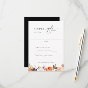 Earthy Autumn Floral Wedding RSVP Card
