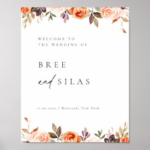 Earthy Autumn Floral Wedding Welcome Poster