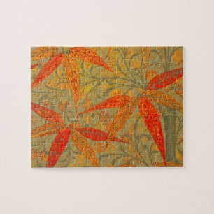 Earthy Bamboo Art Print Illustration Colourful Jigsaw Puzzle