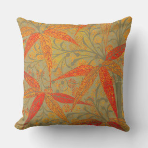 Earthy Bamboo Art Print Orange  Cushion