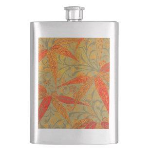 Earthy Bamboo Art Print Orange Hip Flask