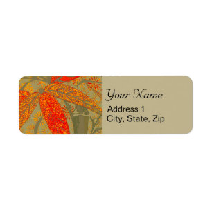 Earthy Bamboo Art Print Orange  Return Address Label