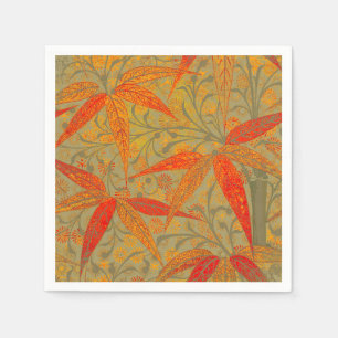 Earthy Bamboo Art Vintage Print Orange  Napkin