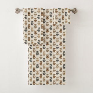 Earthy Bear Pattern Kids Towel Set