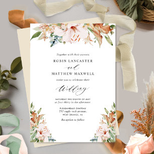 Earthy Blooms and Buttery Beige Elegant Wedding In Invitation