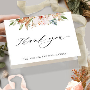 Earthy Blooms, Elegant Wedding Folded Thank You Card