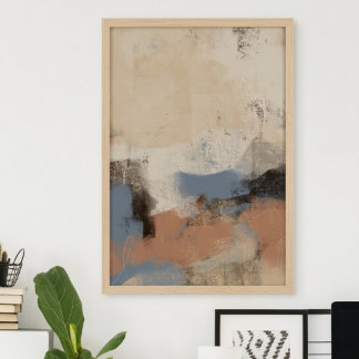 Earthy Blue Abstract Brushstroke Poster
