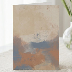 Earthy Blue and Ochre Minimalist Abstract Art Note Card