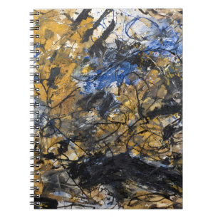Earthy Blue Black Gold Abstract Chaos Notebook