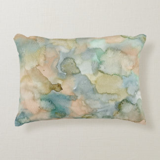 Earthy Blue Green Abstract Watercolor Decorative Cushion