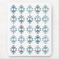 Earthy Blue Green Geometric Triangle Aztec Pattern