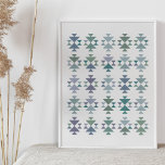 Earthy Blue Green Geometric Triangle Aztec Pattern Poster<br><div class="desc">Earthy Blue Green Geometric Triangle Aztec Pattern</div>