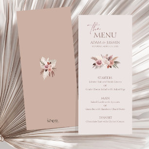 Earthy Blush Pampas Floral Boho Wedding Menu