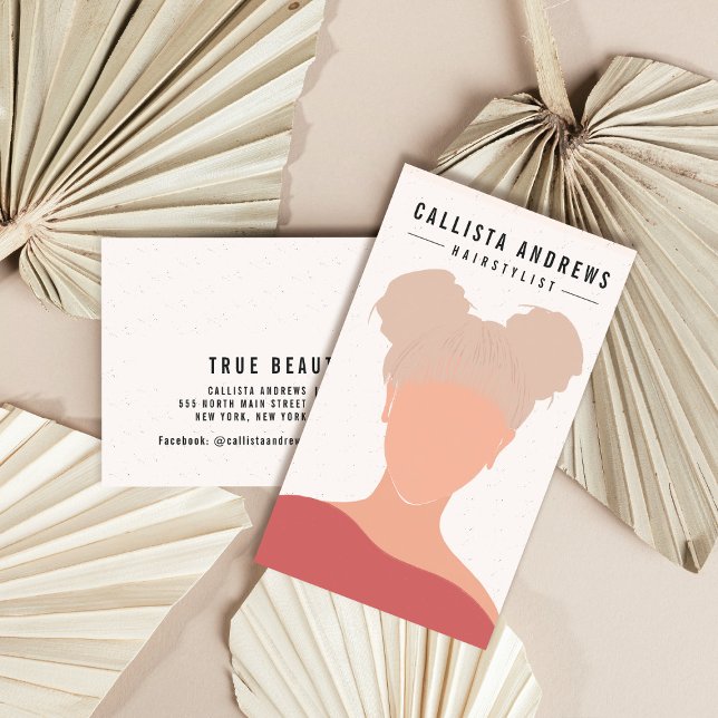 Earthy Bohemian Blonde Girl Hairstylist Business Card (Creator Uploaded)