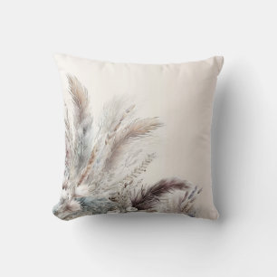 Earthy Bohemian Floral Feathers Bohemian Chic Cushion