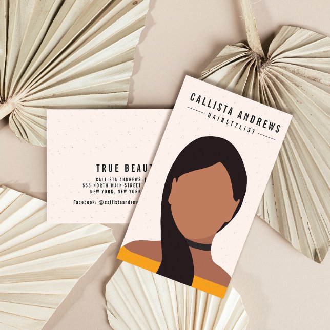 Earthy Bohemian Long Hair Girl Hairstylist Salon Business Card (Creator Uploaded)