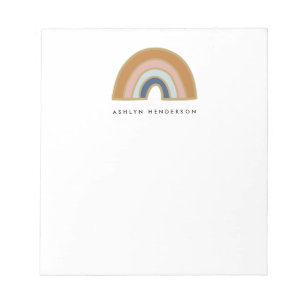 Earthy Bohemian Rainbow Custom Name Notepad