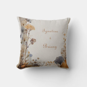 Earthy Bohemian Watercolor Botanical Geometric Cushion