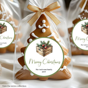Earthy Bohemian Watercolor Christmas Favor Sticker