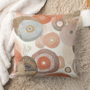 Earthy Boho Abstract Circles   Organic Design Cushion