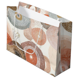 Earthy Boho Abstract Circles Organic Design Large Gift Bag