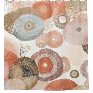 Earthy Boho Abstract Circles   Organic Design Shower Curtain