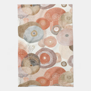Earthy Boho Abstract Circles Organic Design Tea Towel